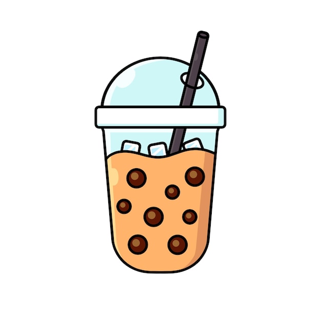 Leuke bubble tea - stripfiguur - vectorillustratie