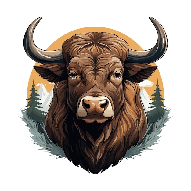 Leuke Buffalo Vector Cartoon Art Illustratie Ontwerp