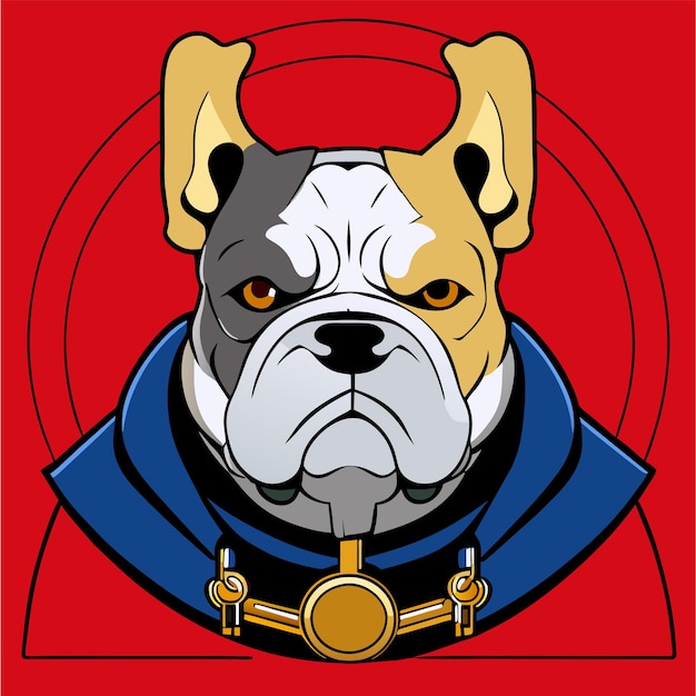 Leuke bulldog met koptelefoon met de hand getekende platte stijlvolle cartoon sticker icoon concept