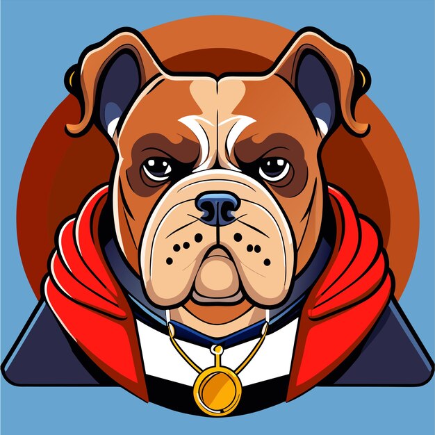 Vector leuke bulldog met koptelefoon met de hand getekende platte stijlvolle cartoon sticker icoon concept