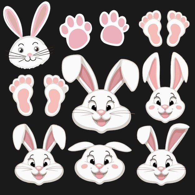 Vector leuke bunny elementen cliparts vector set