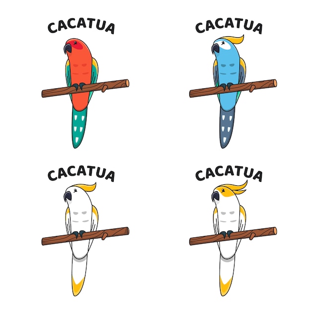 Vector leuke cacatua bird mascot collection