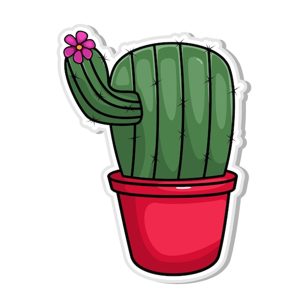 Leuke cactus doodle cartoon illustratie kunst