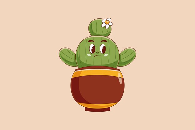 Vector leuke cactus karakter ontwerp illustratie
