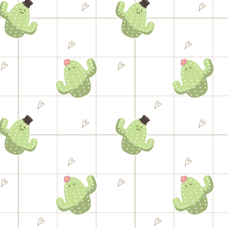 Vector leuke cactus liefde naadloos patroon met kleuren vierkante achtergrond vlak ontwerp