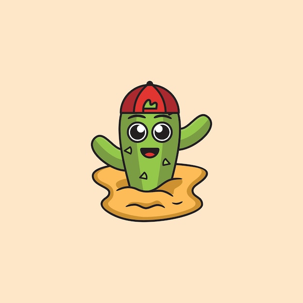 Leuke Cactus Mascotte Logo Ontwerp