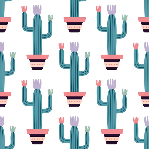 Vector leuke cactussen in boho-stijl cactus naadloos patroon trendy boho-achtergrond cactus stofdrukontwerp succulent textiel