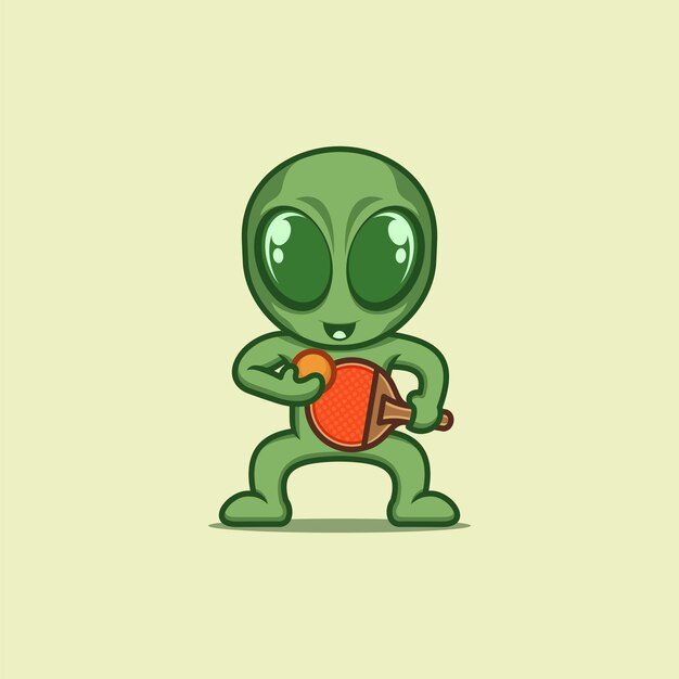 Leuke cartoon aliens die ping pong spelen.