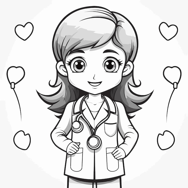 Vector leuke cartoon arts met stethoscoop en hart vector illustratie
