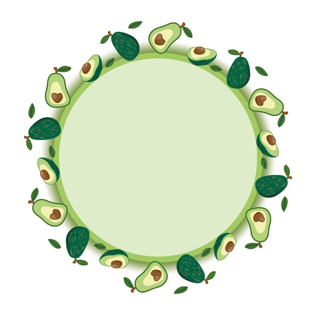 Leuke cartoon avocado cirkelframe