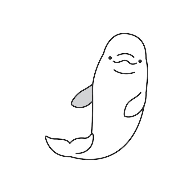 Leuke cartoon beluga walvis geïsoleerd op witte achtergrond Vector illustratie