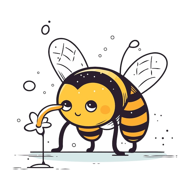 Leuke cartoon bij met een glas cocktail vector illustratie