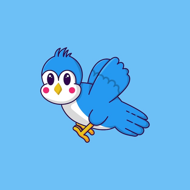 Leuke cartoon blauwe vogel