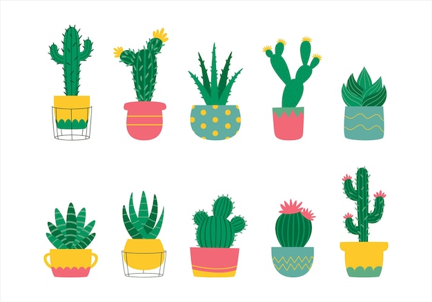 Leuke cartoon cactus illustratie element set