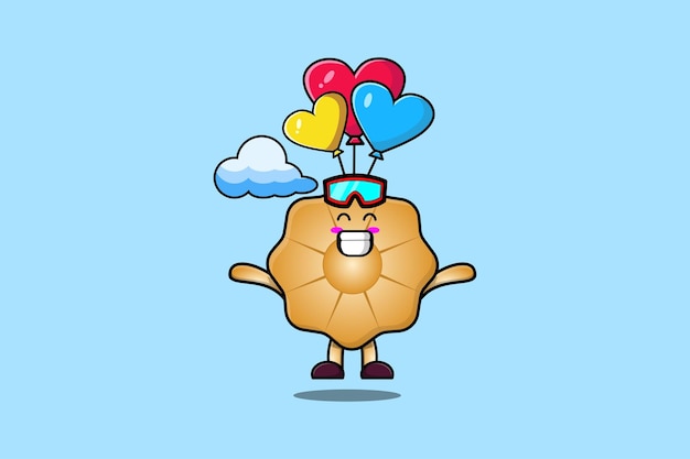 Leuke cartoon Cookies parachutespringen met ballon