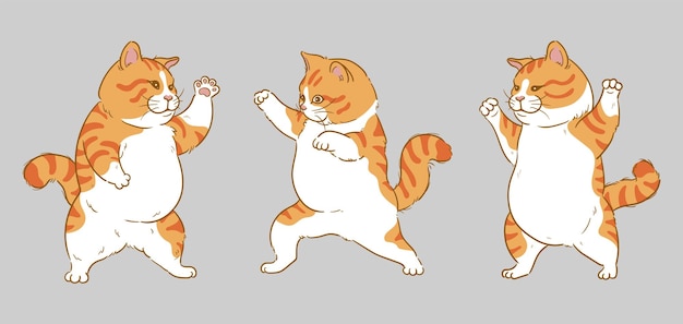 Leuke cartoon dansende oranje kat