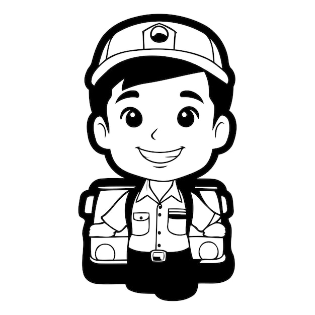 Vector leuke cartoon delivery boy met luggage vector mascot character