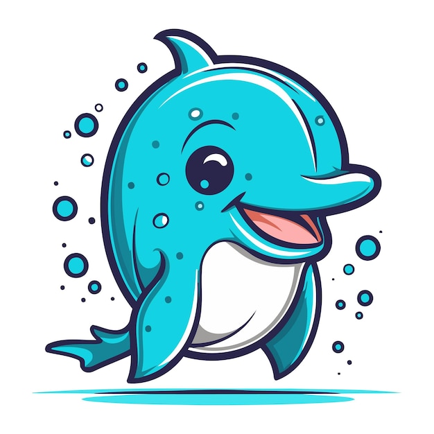 Leuke cartoon dolfijn vector illustratie van een leuke cartoon dolfijn
