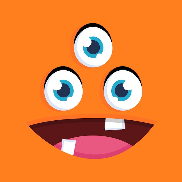 Leuke cartoon drie-ogige monster gezicht achtergrond grappig monster gezicht