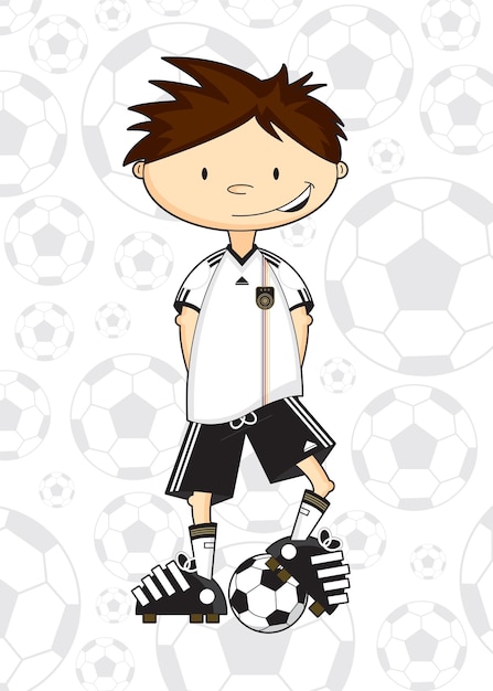 Leuke Cartoon Duitse Voetbal Voetballer Sport Illustratie