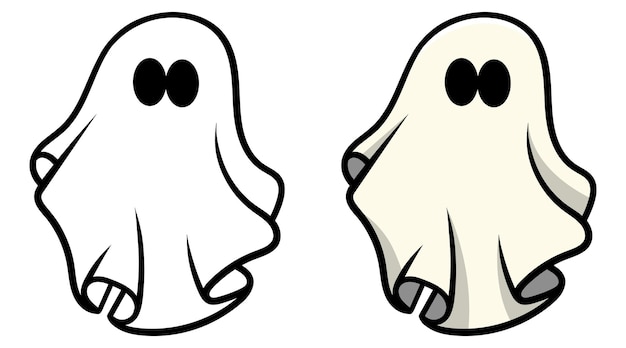 Leuke cartoon griezelig, Halloween beetje griezelig, Vakantie stripfiguur, Platte Halloween-spook,