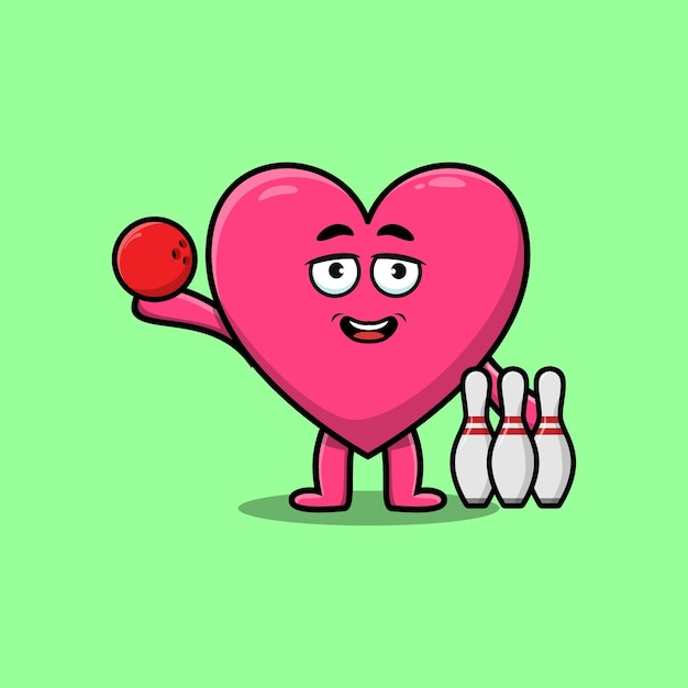 Leuke cartoon heerlijk hart bowlen