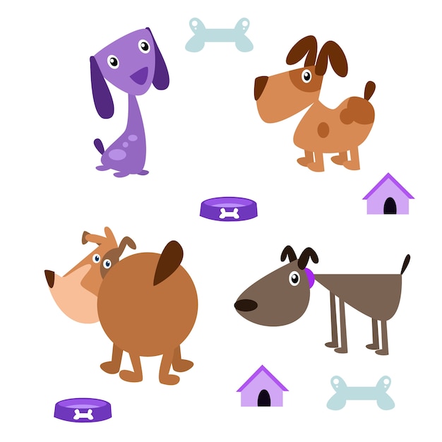 Vector leuke cartoon hond collectie set