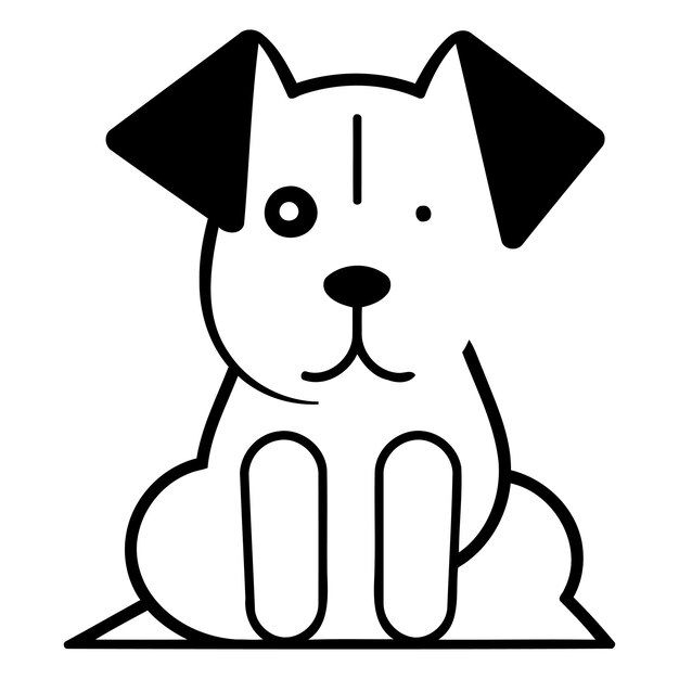 Leuke cartoon hond die op de grond zit Vector illustratie in platte stijl