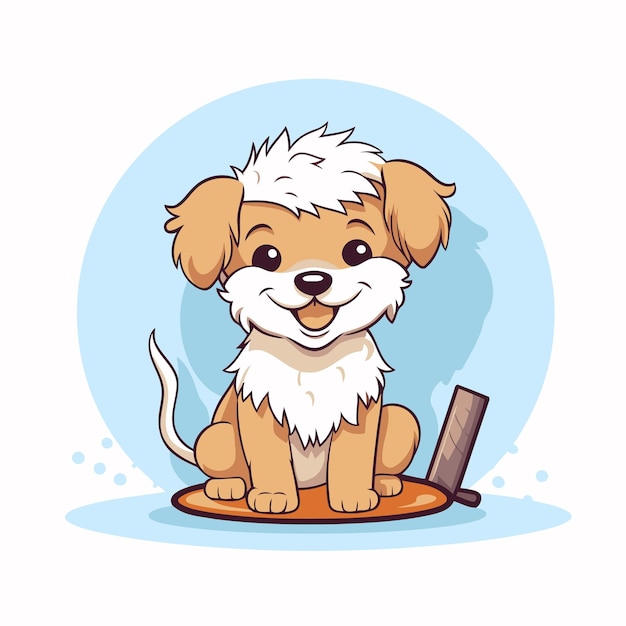 Leuke cartoon hond met een laptop Vector illustratie op witte achtergrond