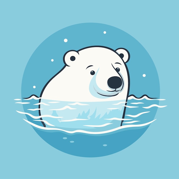 Leuke cartoon ijsbeer die in het water zwemt Vector illustratie