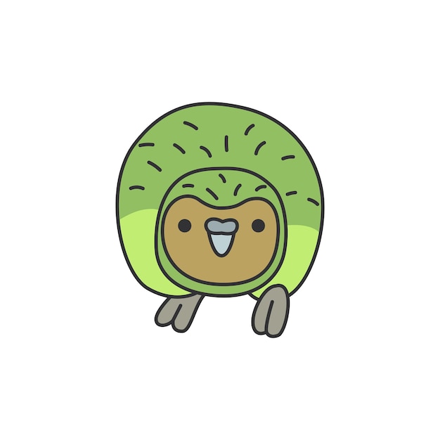 Vector leuke cartoon kakapo papegaai vector illustratie geïsoleerd op witte achtergrond