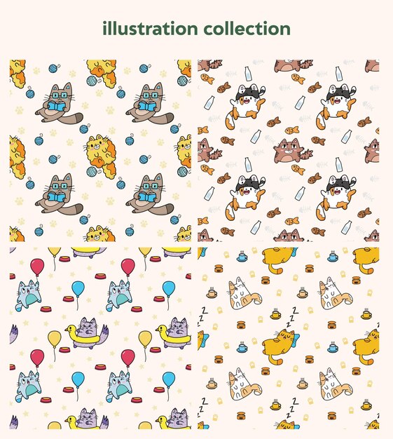 Leuke cartoon katten naadloos patroon