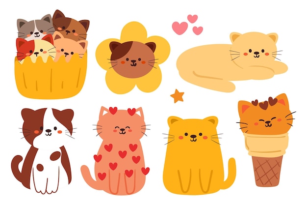 leuke cartoon kattenstickerset