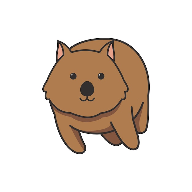 Vector leuke cartoon kawaii wombat vector illustratie op witte achtergrond