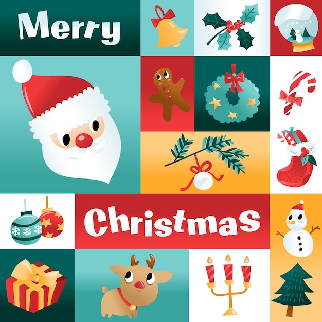 Leuke cartoon kerstvakantie mozaïek decoratie