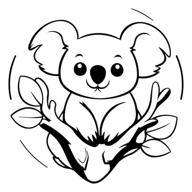 Vector leuke cartoon koala op een tak van een boom vector illustratie