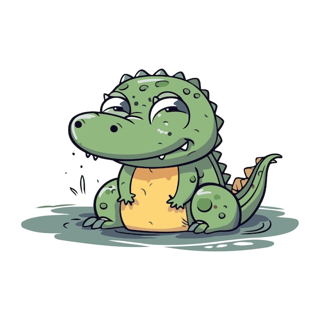 Vector leuke cartoon krokodil vector illustratie geïsoleerd op witte achtergrond