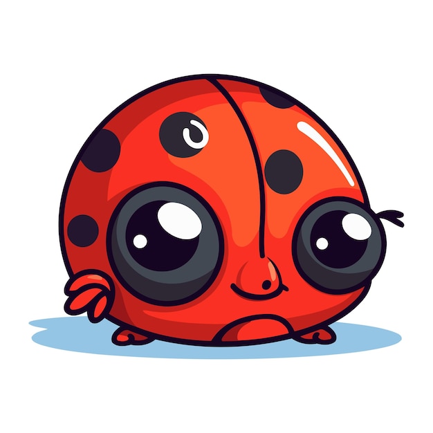 Leuke cartoon ladybug geïsoleerd op witte achtergrond vector illustratie