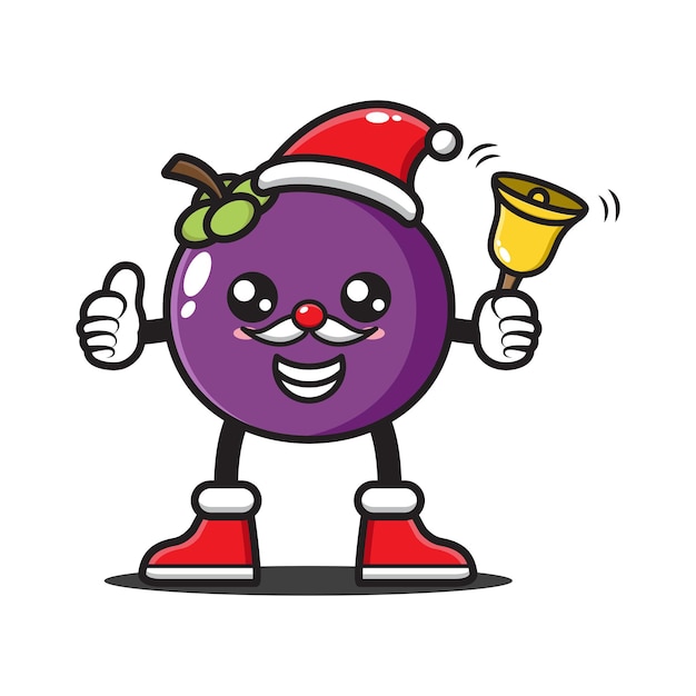 Leuke cartoon mangosteen die kerst viert