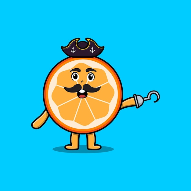 Leuke cartoon mascotte karakter oranje piraat