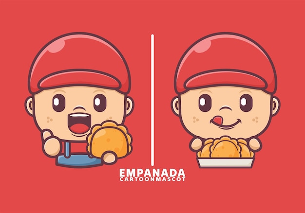 Leuke cartoon mascotte met empanada.