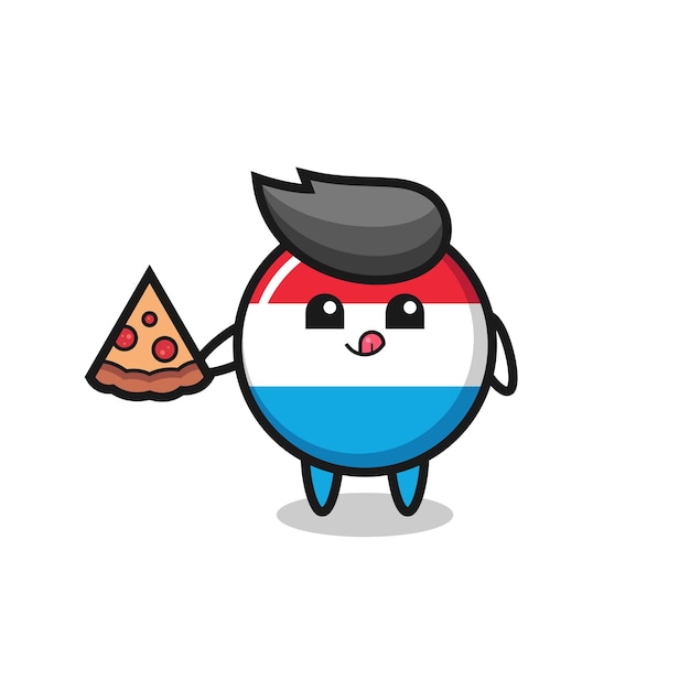 Leuke cartoon met de vlag van Luxemburg die pizza eet