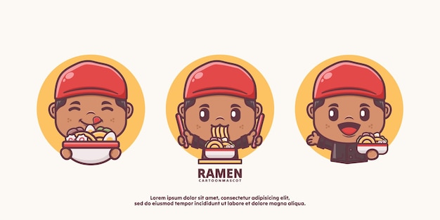 Leuke cartoon met Japanse eten ramen