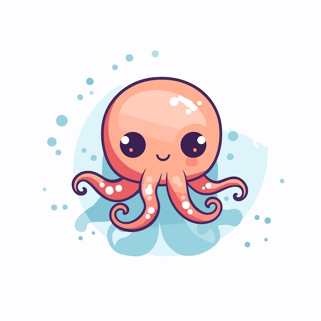 Leuke cartoon octopus Vector illustratie geïsoleerd op witte achtergrond