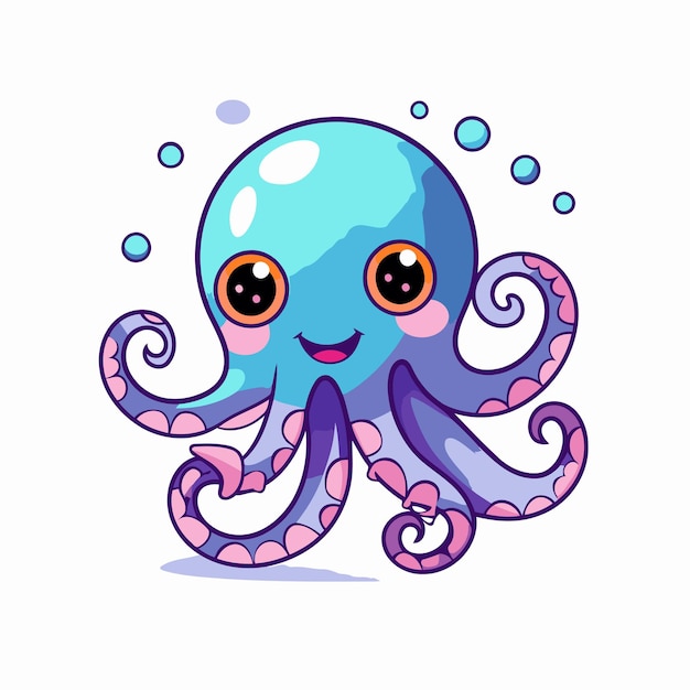 Vector leuke cartoon octopus vector illustratie geïsoleerd op witte achtergrond