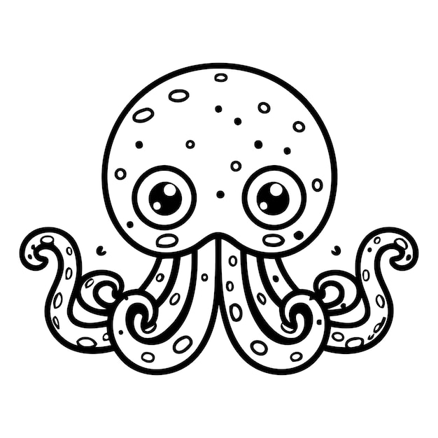 Leuke cartoon octopus Vector illustratie geïsoleerd op witte achtergrond