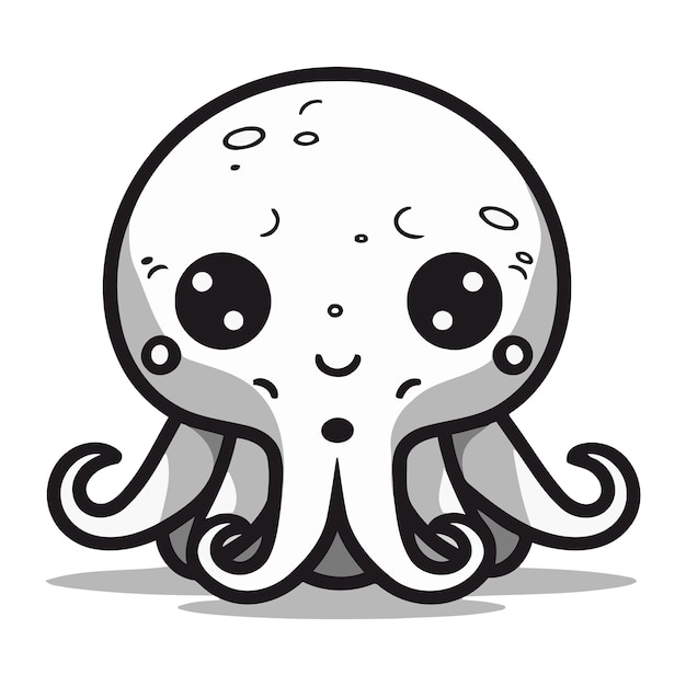 Vector leuke cartoon octopus vector illustratie geïsoleerd op witte achtergrond