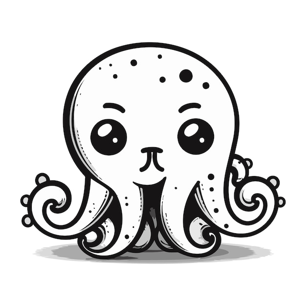 Vector leuke cartoon octopus vector illustratie geïsoleerd op witte achtergrond