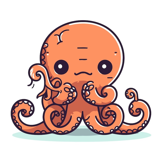 Vector leuke cartoon octopus vector illustratie geïsoleerd op witte achtergrond