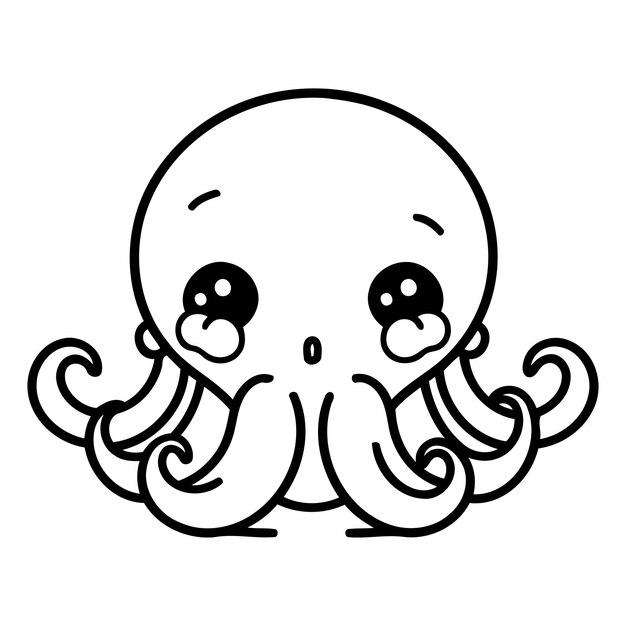 Leuke cartoon octopus vector illustratie geïsoleerd op witte achtergrond